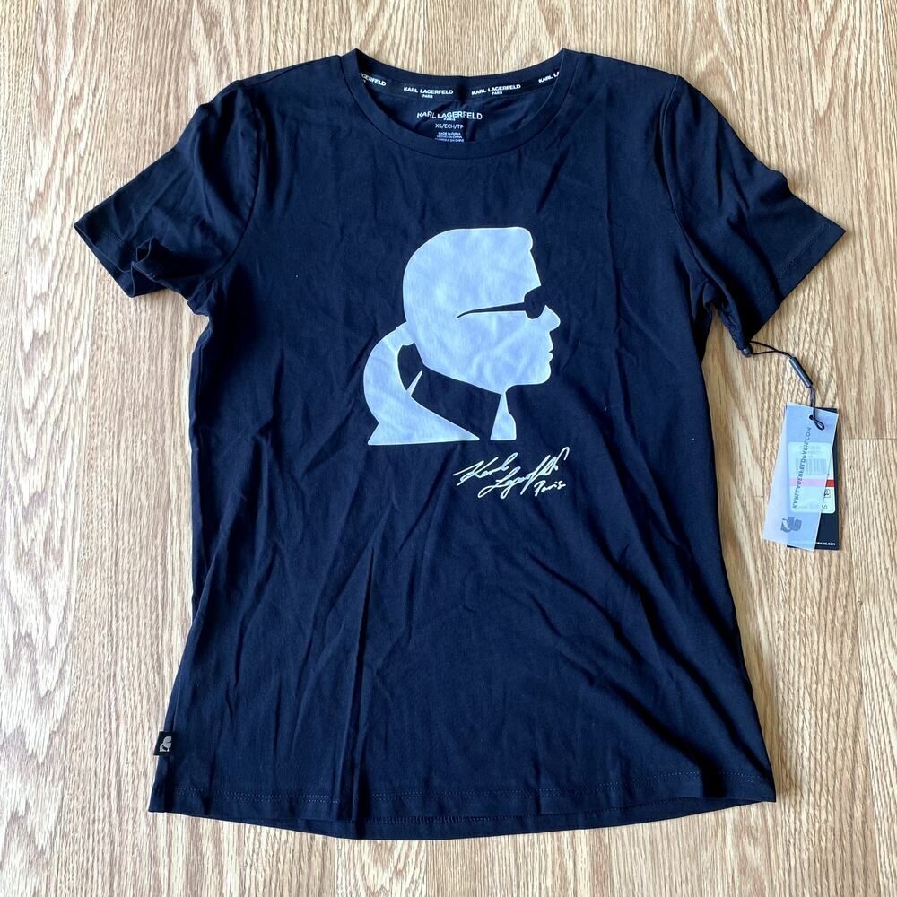Karl Lagerfeld Ongoing Silhouette Logo Tee Black White XS